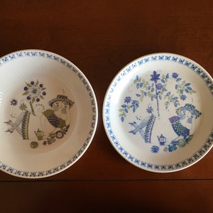 Vintage Norway Figgjo Lotte Turi Design soup bowl and Side Sandwich plate Norwegian Blue Cereal bowl