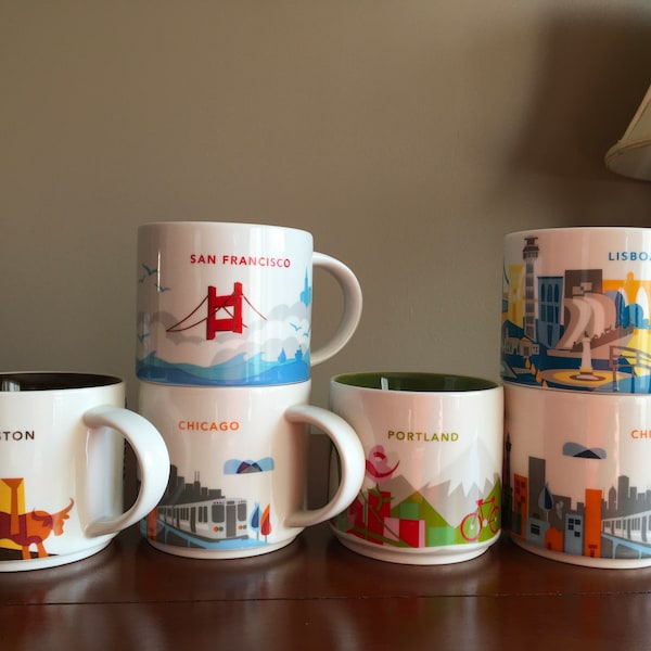 Starbucks You Are Here Collector Series Mug Starbucks Chicago Portland Houston Starbucks San Francisco mug Lisboa