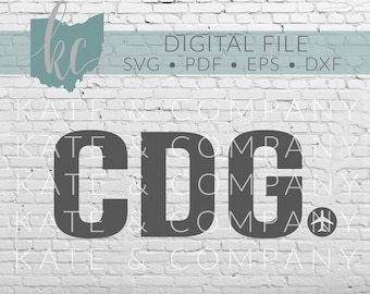 CDG Airport Code • Digital Download • SVG • DXF • Print • Cut • Laser • Glowforge • Aeon • Cricut • Pilot • Flight Attendant • Travel