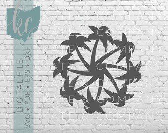 Palm Tree Snowflake • Digital Download • SVG • PDF • DXF • Print • Laser • Glowforge • Aeon • Cricut • Silhouette • Palm • Tropical • Beach