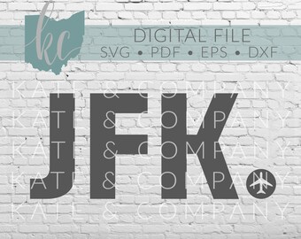 JFK Airport Code • Digital Download • SVG • DXF • Print • Cut • Laser • Glowforge • Aeon • Cricut • Pilot • Flight Attendant • Travel
