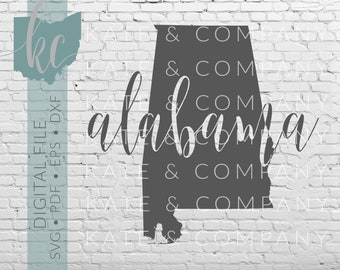 Alabama State Shape • Digital Download • SVG • PDF • DXF • Print • Laser • Glowforge • Aeon • Cricut • Silhouette • Your State Outline