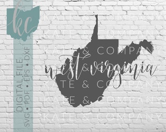 West Virginia State Shape • Digital Download • SVG • PDF • DXF • Print • Laser • Glowforge • Aeon • Cricut • Silhouette • Your State Outline