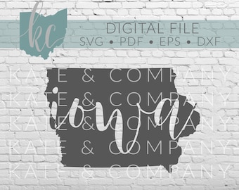 Iowa State Shape • Digital Download • SVG • PDF • DXF • Print • Laser • Glowforge • Aeon • Cricut • Silhouette • Your State Outline