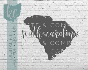 South Carolina State Shape • Digital Download • SVG • PDF • DXF • Print • Laser • Glowforge • Aeon • Cricut • Silhouette • State Outline