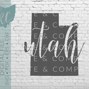 Utah State Shape • Digital Download • SVG • PDF • DXF • Print • Laser • Glowforge • Aeon • Cricut • Silhouette • Your State Outline