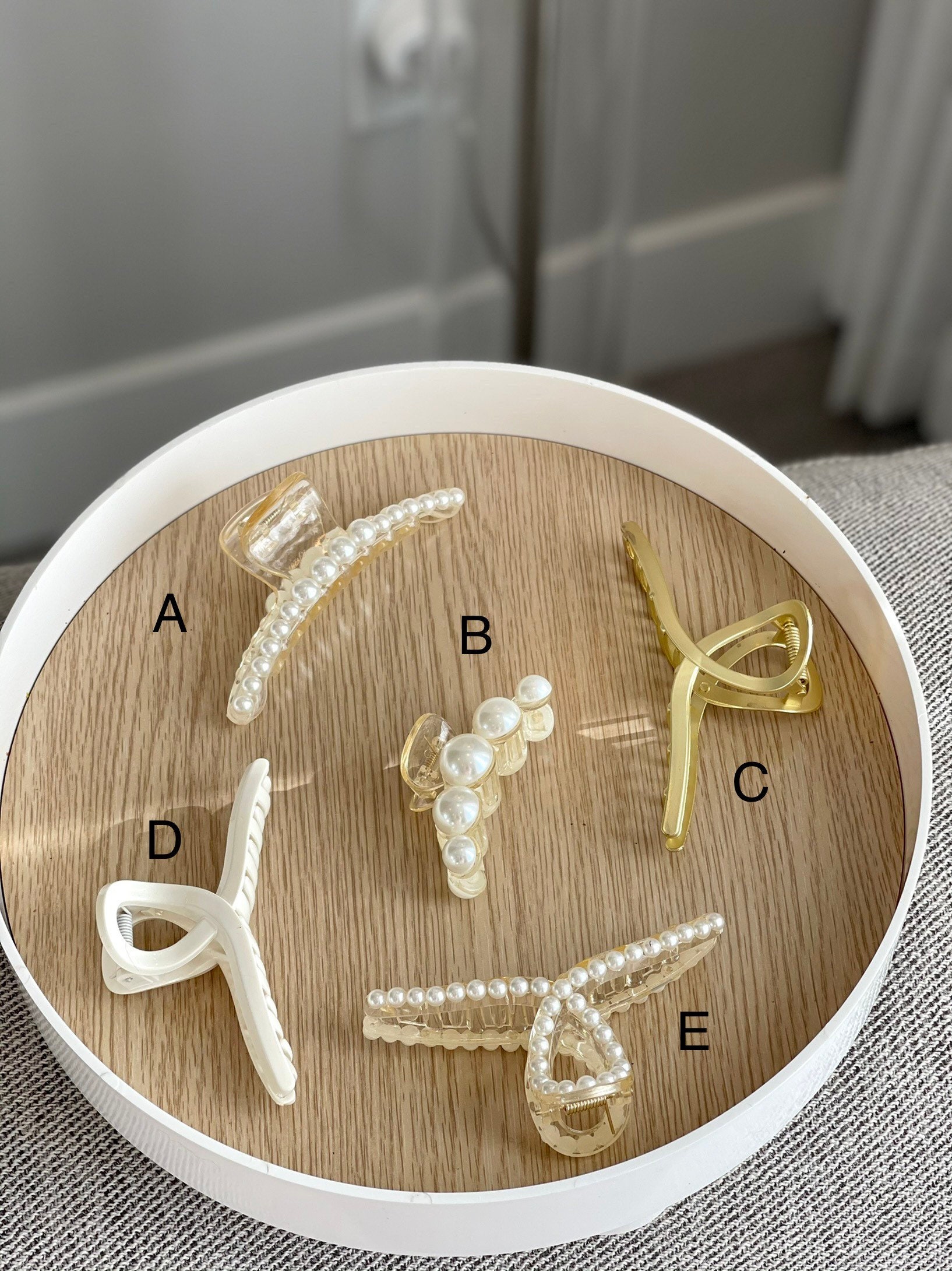 Minimalist Large Pearl Clip Gold Metal Hair Clip French Etsy