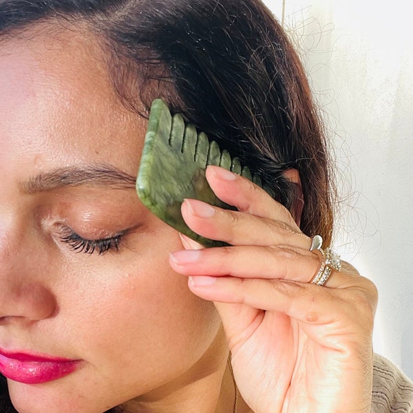 Édition limitée 60 g d'huile capillaire, ensemble de peignes de massage en jade gua sha, peigne à cheveux, huile de graines de citrouille, huile de ricin, huile d'olive, huile de nigelle