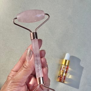 Rose Quartz Face Roller Set: Devotion Face Oil, Self Care Bundle