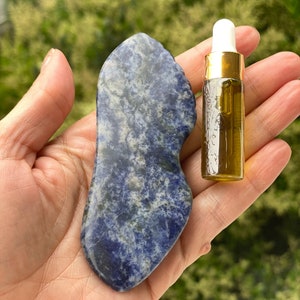 Gua Sha Beauty Tool Natural Stone Sodalite, Acupressure, Massage, Gift Set