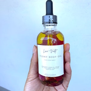 Glamour Magic Peony Flower Body Oil Organic Jojoba Apricot Oil Rose Neroli Ylang Ylang Intention Glamour Moon Magic Skin Glow