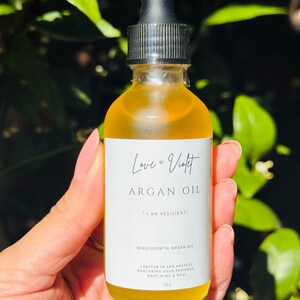 Yellow Golden Moroccan Argan Oil for Face Hair Cold Pressed Nourishing Skincare Beauty 2oz image 2