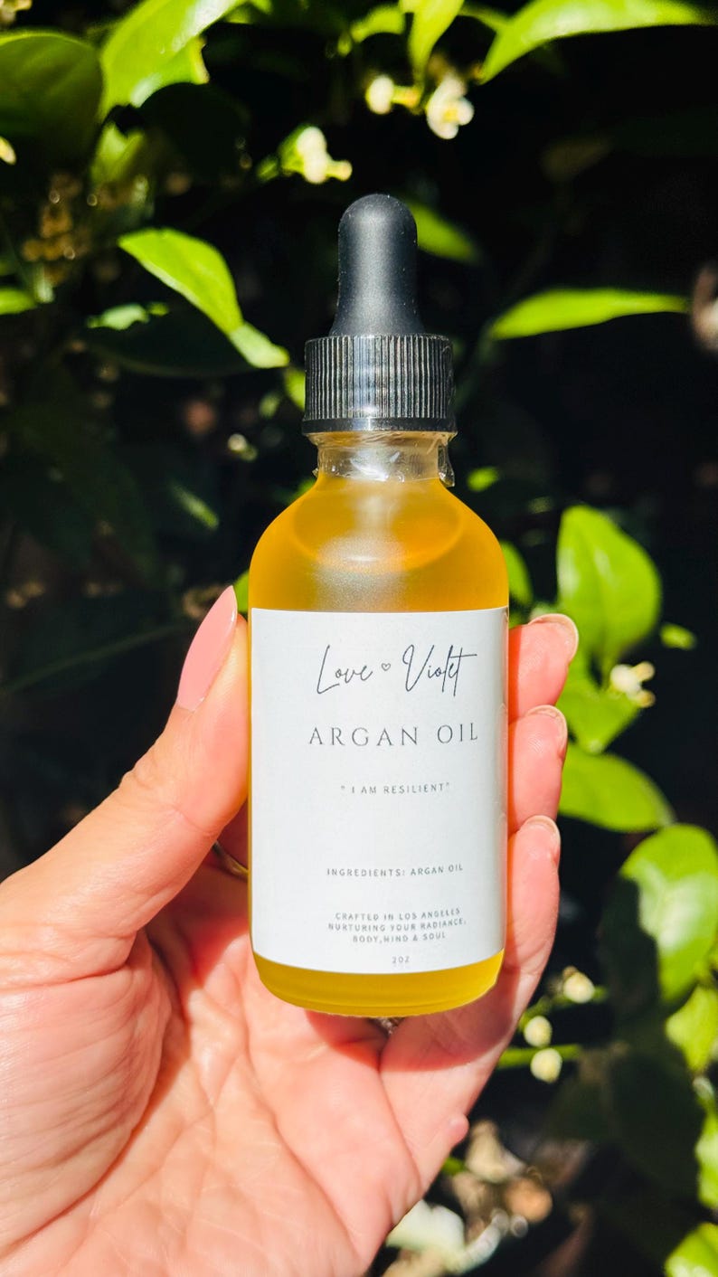 Yellow Golden Moroccan Argan Oil for Face Hair Cold Pressed Nourishing Skincare Beauty 2oz image 2