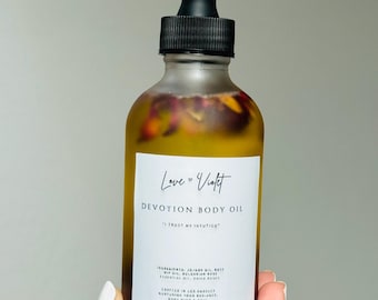 Rose Body Oil with Bulgarian Rose Essential Oil, Jojoba, Self Love & Glamour Magic, Intention Moon Magic Skincare