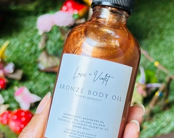 Skin Glow Enhancer Body Oil Jojoba & Apricot Blend with Bronze Glow, Moon Magic Intention for Radiant, Glamorous Skin