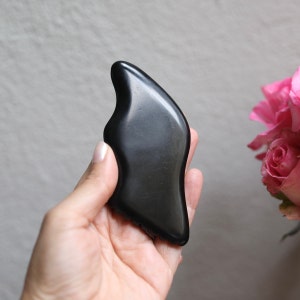 Bian Stone Gua Sha Curved Black Facial Massage Tool for Relaxation & Beauty Skincare Gift