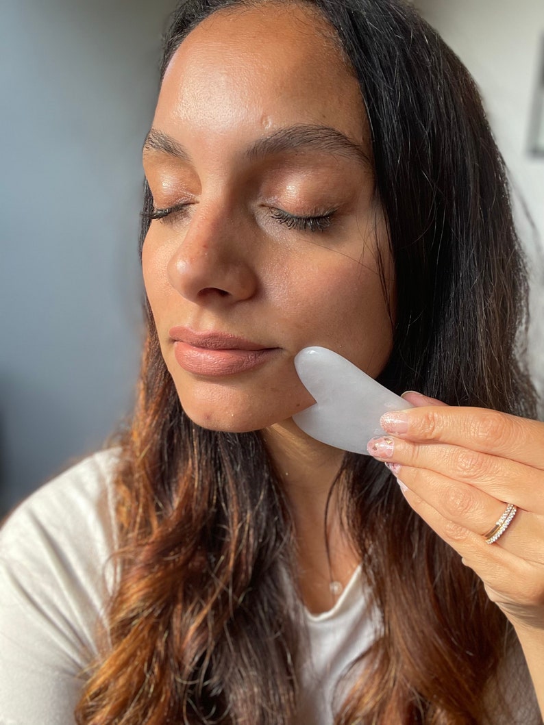 White Jade Gua Sha Beginners Gua Sha Set Organic Face Oil Etsy