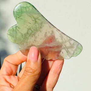 Energy Healing Rainbow Fluorite Gua Sha, Purple Fluorite, Gua Sha Crystal, Limited edition Face Oil, Crystal Healing