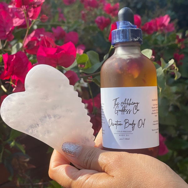 Rose Quartz Gua Sha, Rose Body Oil, Self Love Oil, Rose Hip Body Oil, Jojoba Oil, Intention,Body Oil, Glamour Magic Oil, Body Gua Sha