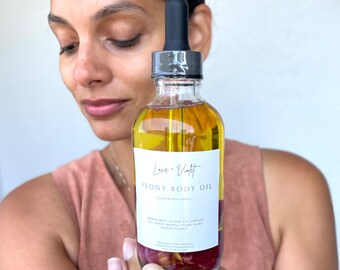 Glamour Magic Peony Floral Body Oil: Organic Jojoba, Rose & Neroli