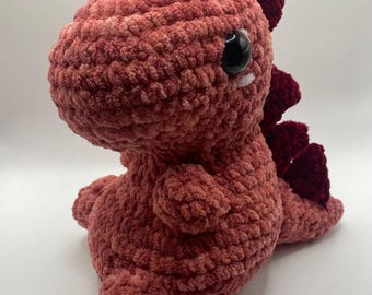 Dinosaurio de peluche de crochet / Juguete de peluche rosa y rojo