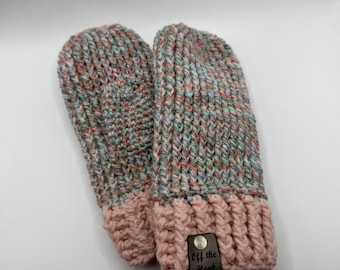 Manoplas de ganchillo para adultos / Rosa multicolor / Listas para enviar / Envío rápido
