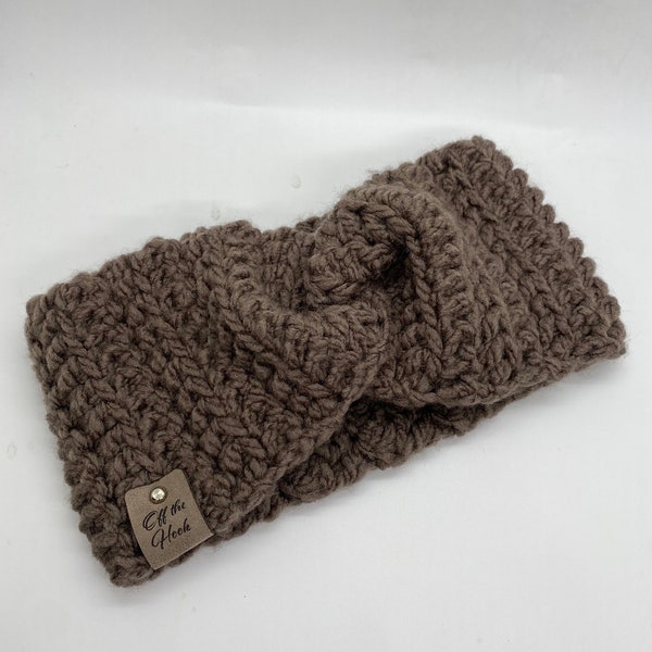 Crochet Chunky Chocolate Brown Ear Warmer | Ready to Ship | Fast Shipping