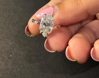 Anillo de compromiso de moissanita talla marquesa de 2,5 quilates para mujer, anillo nupcial de plata de ley 925, anillo de pedida de mano y promesa, regalo de aniversario para ella.
