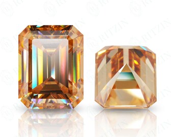 Champagne Vivid Brown Color Emerald Cut Clean Loose Moissanite For Jewelry Making Rings/Earrings/Pendant/Necklace/Bracelet