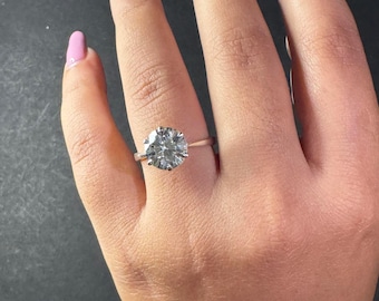 Anillo de compromiso solitario de moissanita de talla redonda de 2,5 quilates para mujer, anillo de boda de plata de ley 925, anillo de promesa, regalo para ella.