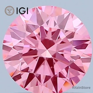 IGI Certified 0.80 Ct Fancy Vivid Pink CVD Lab Grown Diamond, Loose Diamond, Diamond For Custom Ring, Lab Created Diamond, Pink Diamond