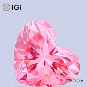 0.60 CT Heart Brilliant Cut Diamond, Fancy Vivid Pink Diamond, IGI Certified Diamond, VS1 Clarity, HPHT Lab Grown Diamond, birthday gift