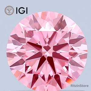 Round Brilliant Cut IGI Certified 0.81 Ct Fancy Vivid Pink Diamond, Loose Diamond, CVD Lab Grown Diamond, Pink Diamond For Engagement Ring