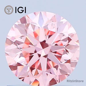 1 Ct Fancy Intense Pink Round Brilliant Cut Diamond, Loose Diamond, CVD Lab Grown Pink Diamond, VS1 Clarity Diamond For Jewelry Making