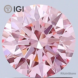 1 CT Fancy Vivid Pink Round Brilliant Cut Diamond, CVD Lab Grown Diamond, VS2 Clarity Stone, Loose Diamond, Pink Diamond For Jewelry Making