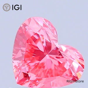 HPHT Lab Grown Diamond, IGI Certified Diamond, 0.73CT Heart Brilliant Cut Diamond, Fancy Vivid , VS1 Clarity, Pink Diamond For Ring, Earring