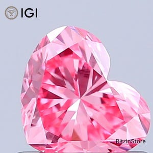 0.73 CT Heart Brilliant Cut Diamond, Fancy Vivid Pink, CVD Lab Grown Diamond, IGI Certified, Custom Pink Diamond For Ring, Anniversary Gifts