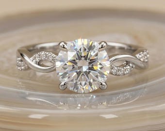 Anillo solitario de compromiso con diamante simulado de talla redonda de 1 quilate, plata de ley 925, anillo de promesa nupcial minimalista, regalo de aniversario para ella.