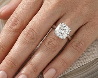 Anillo de compromiso solitario de moissanita talla cojín de 1,5 quilates, anillo de plata de ley 925 para mujer, anillo de boda minimalista, regalo de promesa y propuesta.