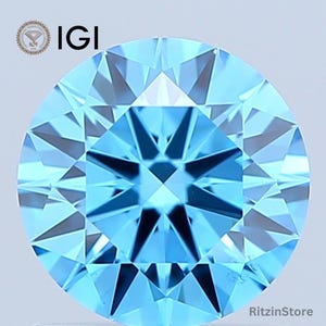1 Ct Round Brilliant Cut Fancy Vivid Blue Diamond, CVD Lab Grown Diamond, IGI Certified Diamond, Blue Loose Diamond, Blue Diamond For Ring