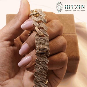 Bransoletka z ogniwami kubańskimi Iced Out dla mężczyzn/męża/okrągły szlif Moissanite Diamond Bracelet Hip Hop Jewelry na prezenty urodzinowe dla niego