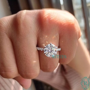 Engagement Ring, 3CT Round Moissanite Ring, Wedding Ring, Anniversary Gift, Gift For Her, Promise Ring For Her, Ring For Women, Diamond Ring