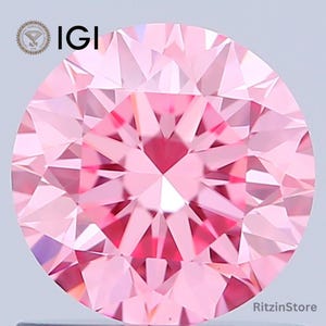 IGI Certified 0.86 Ct Round Brilliant Cut Fancy Vivid Pink Diamond, CVD Lab Grown Diamond, Loose Diamond, Diamond For Ring, Pink Diamond