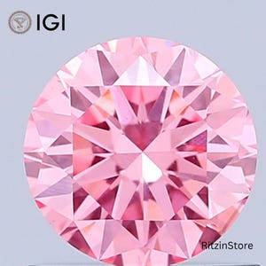 IGI Certified Diamond, Fancy Vivid Pink Diamond, 0.71 CT Round Brilliant Cut Diamond, CVD Lab Grown Diamond, Custom Jewelry Making For Ring