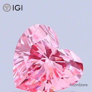 Fancy Vivid Pink Diamond, 0.78 CT Heart Brilliant Cut Diamond, CVD Lab Grown Diamond, IGI Certified, Custom Jewelry Making, Pink Diamond