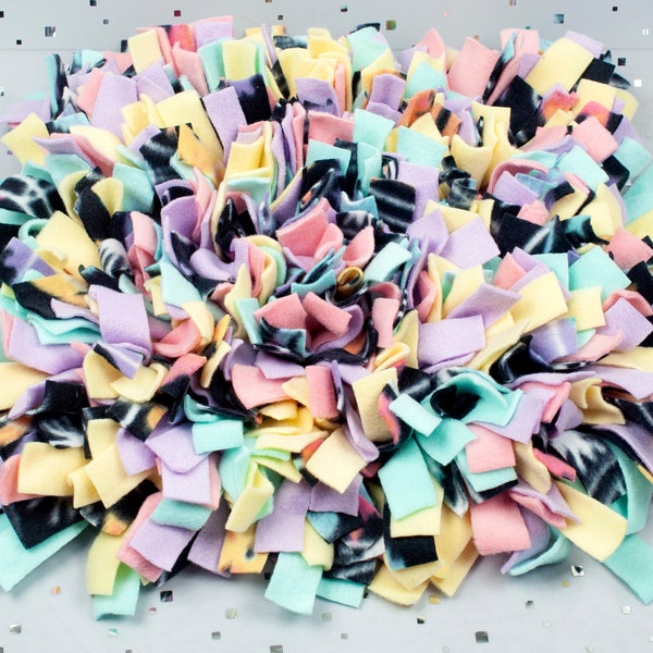 Snuffle Mat for Dogs, Canine Enrichment Toy, Slow Feeder for Pets, Dense and Challenging - Pastel 80s Retro - Pastel and Black - Washable