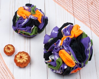 Snuffle Ball, Enrichment Toy for Dogs, Fun Ball Toy for Pets - Purple Halloween - Purple, Green, Orange and Black