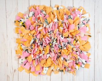 Snuffle Mat for Dogs, Canine Enrichment Toy, Slow Feeder for Pets, Dense and Challenging - Light Pink and Orange