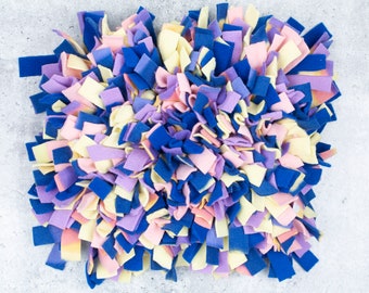 Snuffle Mat for Dogs, Canine Enrichment Toy, Slow Feeder Pets, Dense + Challenging - Spring Sunset - Navy, Purple, Peach, Yellow - Washable