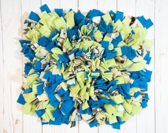 Snuffle Mat for Dogs, Canine Enrichment Toy, Slow Feeder for Pets, Dense and Challenging - Blue and Light Green